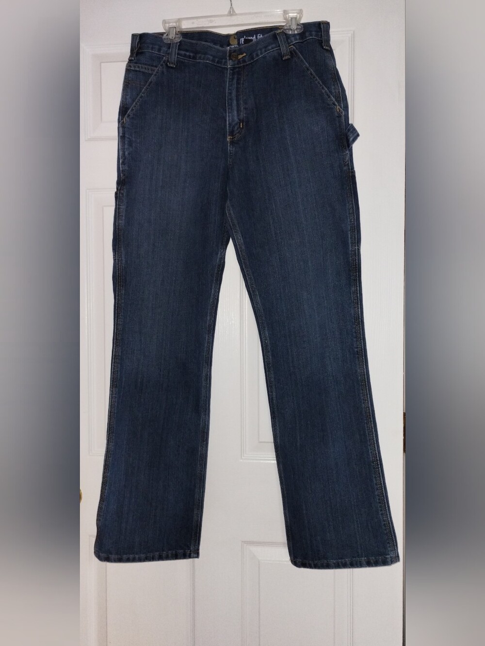 Carhartt Men's Carpenter Bootcut Jeans in Dark Blue Denim